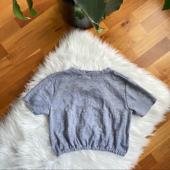 WILFRED Blue Lace Piaf Crop Top T-shirt - Picture 5 of 6